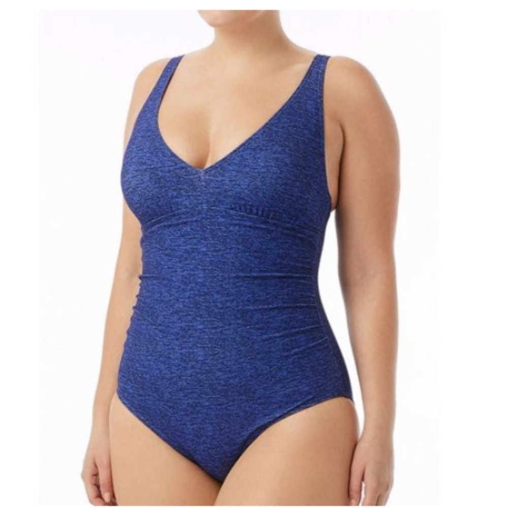 Fitness Mantra V-Neck Controlfit One-Piece Swimsuit - UPF 50+ (For Women) - 12